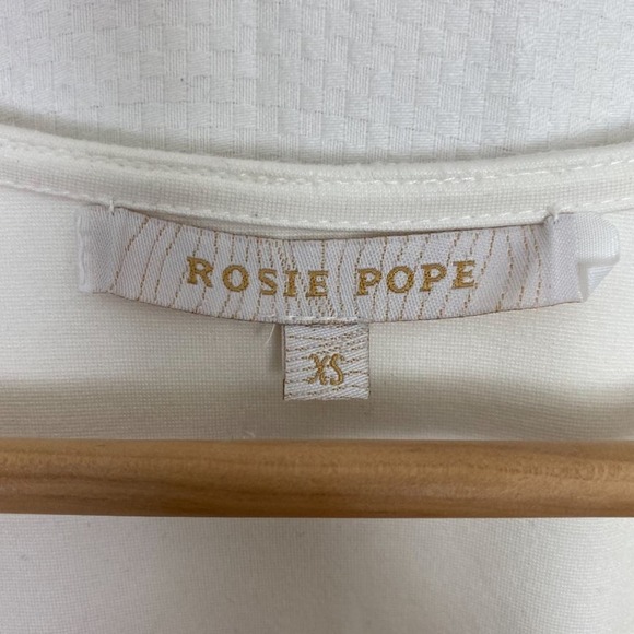 Rosie Pope Maternity Dress Womens XS White Ruffle Trim Long Sleeve Stretch - Picture 9 of 11